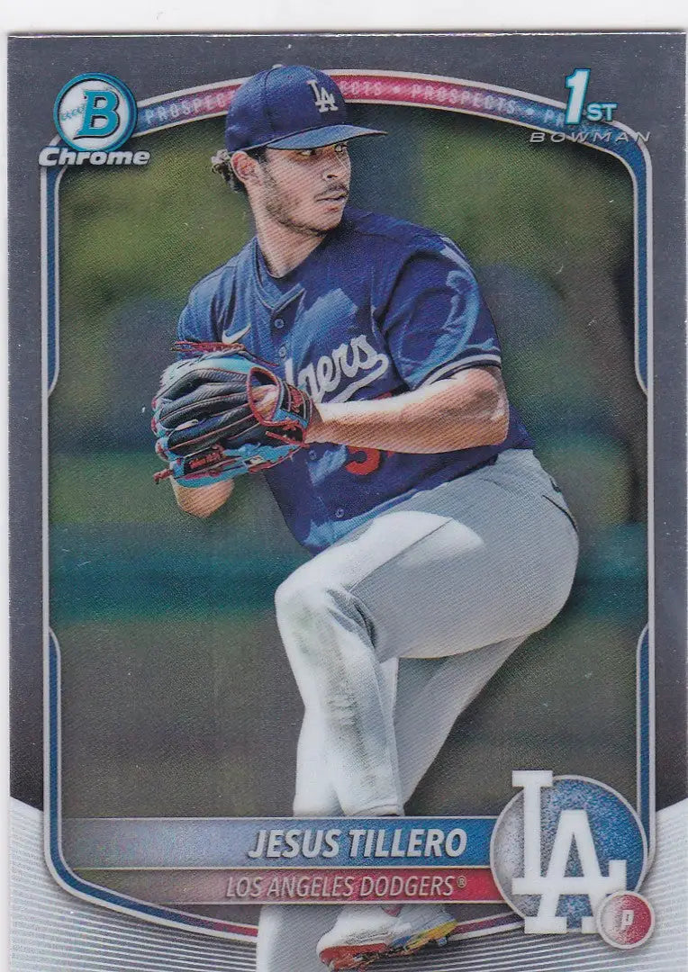 Baseball card of Jesus Tillero 1st Bowman Dodgers 2025 Bowman Chrome #BCP-117