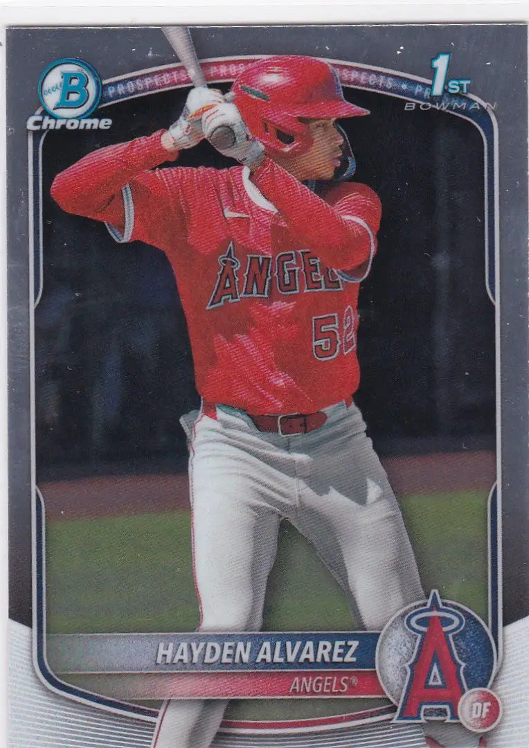 Hayden Alvarez 1st Bowman baseball card from 2025 Bowman Chrome Los Angeles Angels