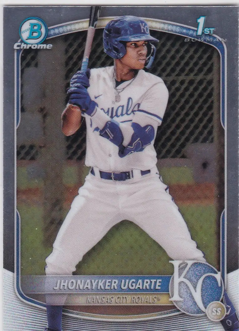 Baseball card of Jhonayker Ugarte 1st Bowman Kansas City Royals 2025 BCP-123