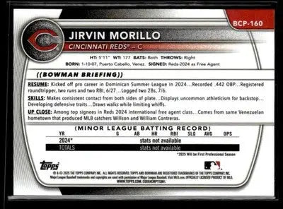 2025 Bowman Chrome #BCP-160 Jirvin Morillo - Baseball Card Single