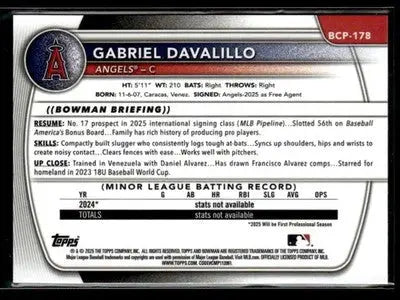 2025 Bowman Chrome #BCP-178 Gabriel Davalillo