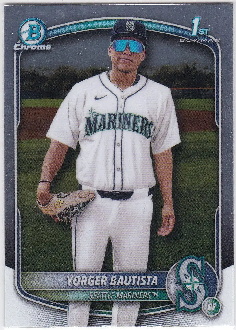 Baseball trading card featuring Yorger Bautista RC in Seattle Mariners Bowman Chrome series