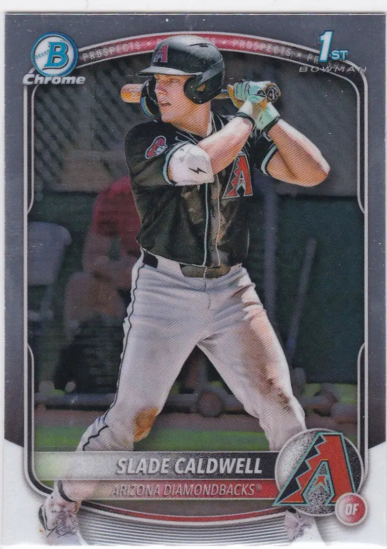 Slade Caldwell 1st Bowman card from 2025 Bowman Chrome Arizona Diamondbacks series