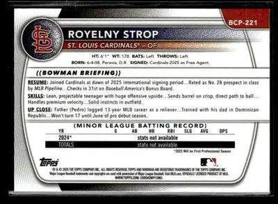 2025 Bowman Chrome #BCP-221 Royelny Strop - Baseball Card Single