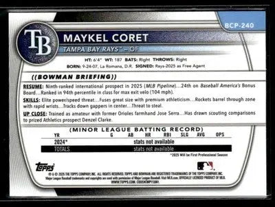 2025 Bowman Chrome #BCP-240 Maykel Coret - Baseball Card Single