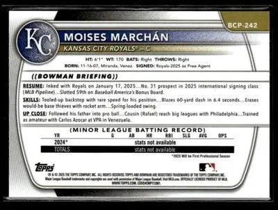 2025 Bowman Chrome #BCP-242 Moises Marchan - Baseball Card Single