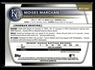 2025 Bowman Chrome #BCP-242 Moises Marchan - Baseball Card Single