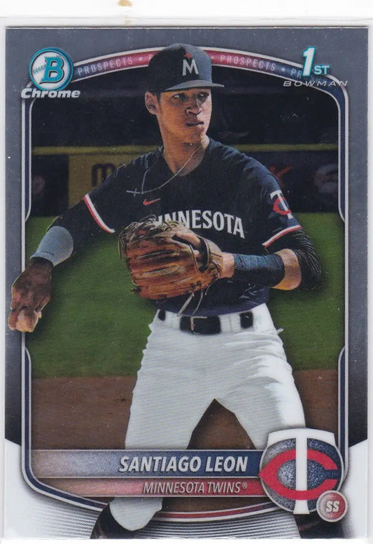 Baseball trading card of Santiago Leon 1st Bowman Minnesota Twins 2025 Bowman Chrome