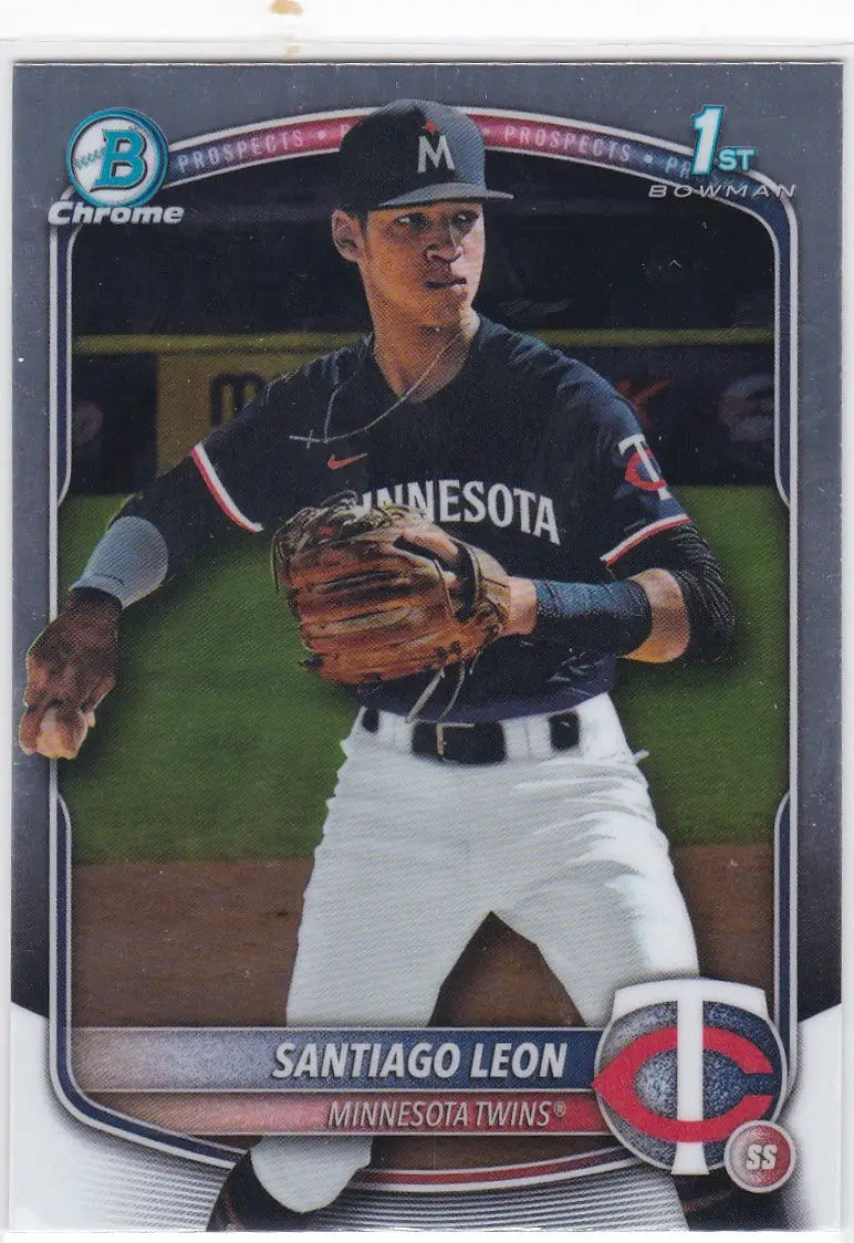 Baseball trading card of Santiago Leon 1st Bowman Minnesota Twins 2025 Bowman Chrome
