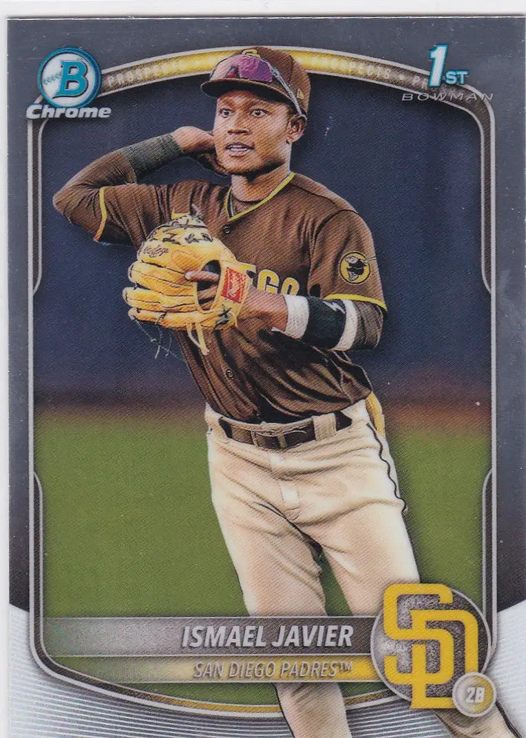 Ismael Javier 1st Bowman baseball card from 2025 Bowman Chrome series, San Diego Padres