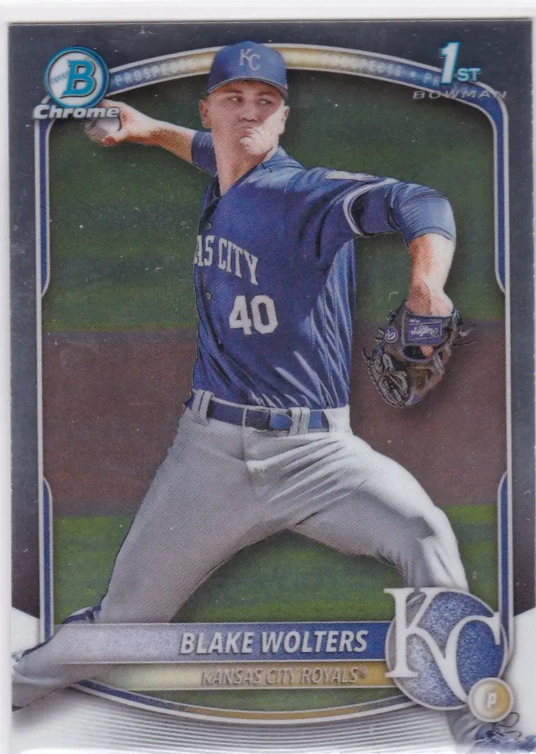 Blake Wolters 1st Bowman baseball card from 2025 Bowman Chrome, Kansas City Royals