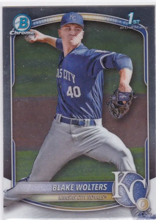 Blake Wolters 1st Bowman baseball card from 2025 Bowman Chrome, Kansas City Royals