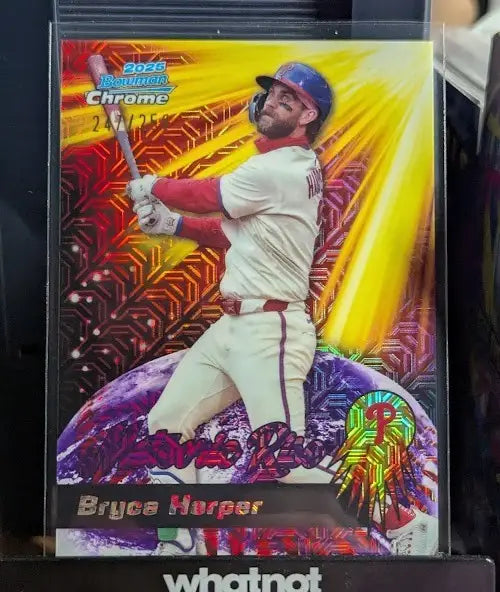 2025 Bowman Chrome Bryce Harper Meteoric Rise Purple Mojo /250 #MR-14 Phillies - Baseball Card Single