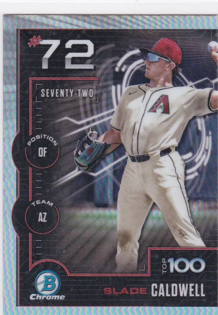Slade Caldwell prospects baseball card from Bowman Chrome 2025 Top Prospects Diamondbacks