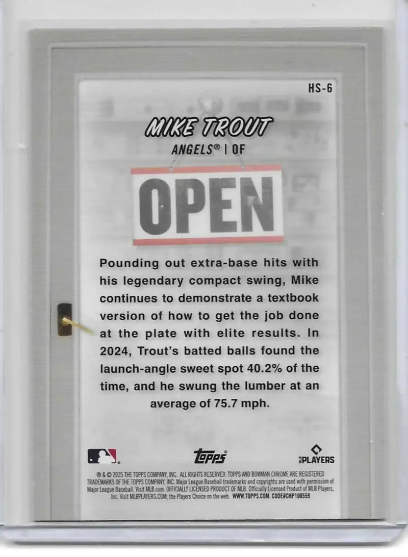 2025 Bowman Chrome Catch of the Day Mike Trout HS-1 - Baseball Card Single