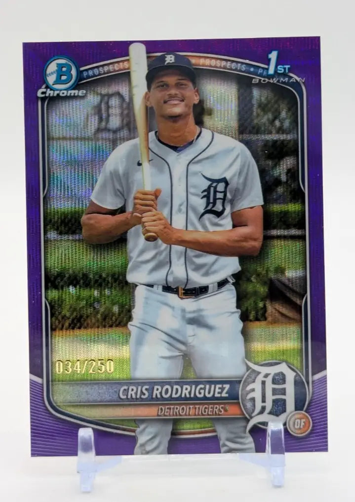 2025 Bowman Chrome Cris Rodriguez Purple /250 1st Detroit Tigers - Baseball Card Single
