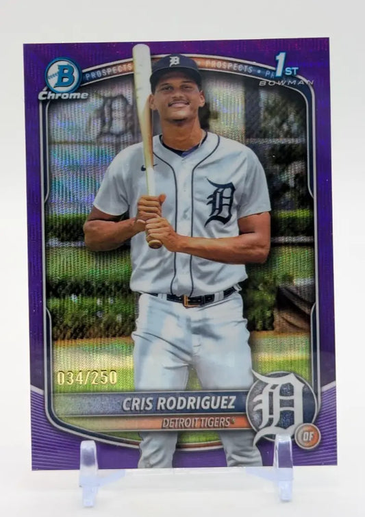 2025 Bowman Chrome Cris Rodriguez Purple /250 1st Detroit Tigers - Baseball Card Single