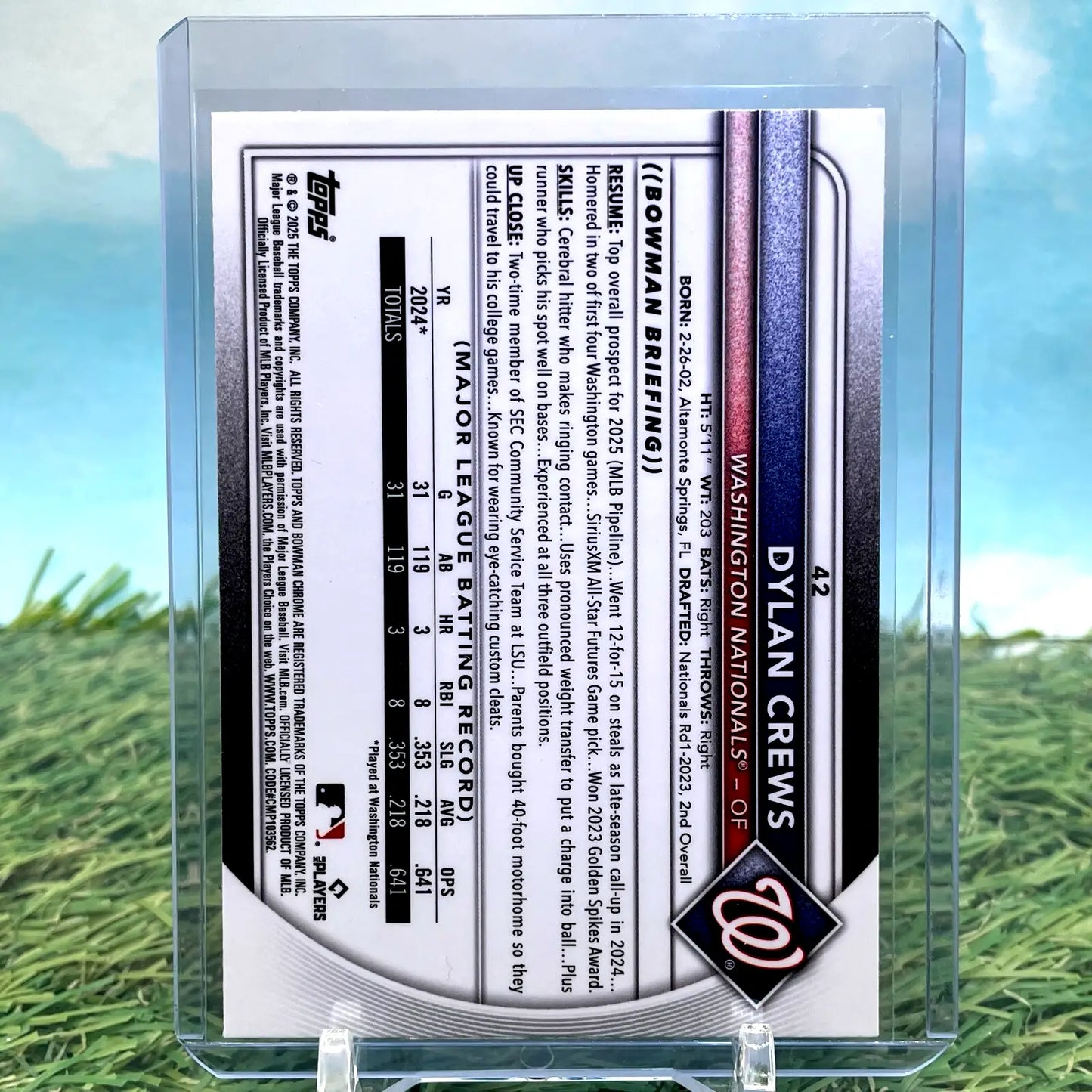 2025 Bowman Chrome Dylan Crews Mojo Refractor Baseball Card for Collectors