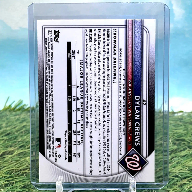 2025 Bowman Chrome Dylan Crews Mojo Refractor Baseball Card for Collectors