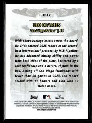 2025 Bowman Chrome #IT-17 Leo De Vries It Came To The League - Baseball Card Single