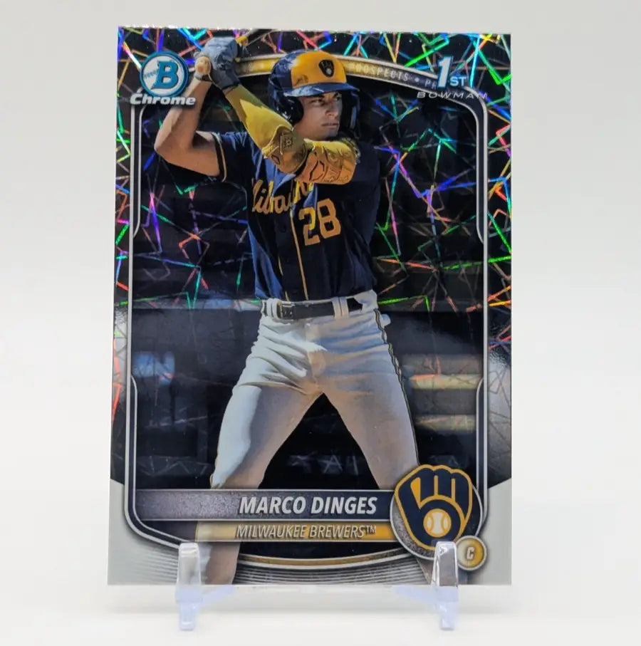 2025 Bowman Chrome Marco Dinges Laser Refractor #BCP-183 Milwaukee Bowman 1st - Baseball Card Single