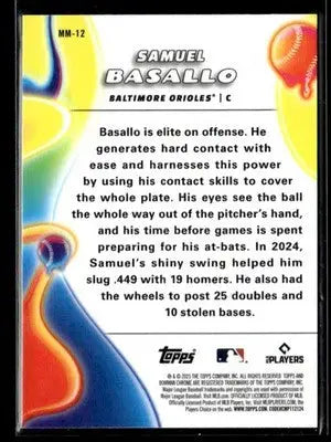 2025 Bowman Chrome #MM-12 Samuel Basallo Melt Mashers - Baseball Card Single