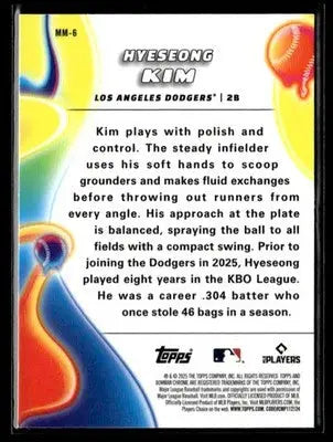 2025 Bowman Chrome #MM-6 Hyeseong Kim Melt Mashers - Baseball Card Single