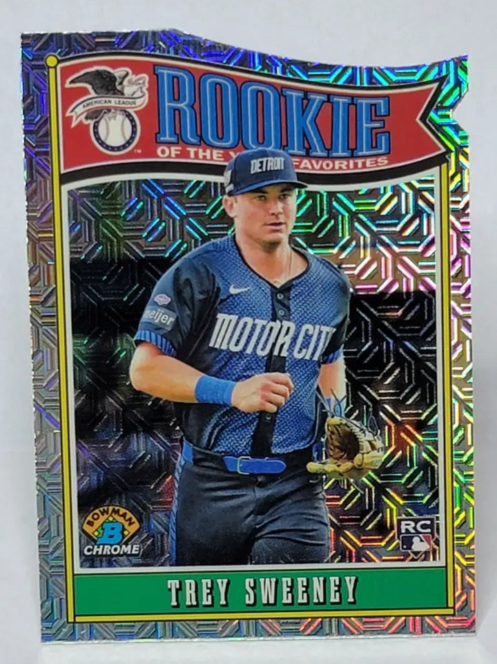 Trey Sweeney Rookie Baseball Card from 2025 Bowman Chrome Mojo Rookie of the Year