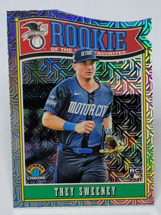 Trey Sweeney Rookie Baseball Card from 2025 Bowman Chrome Mojo Rookie of the Year