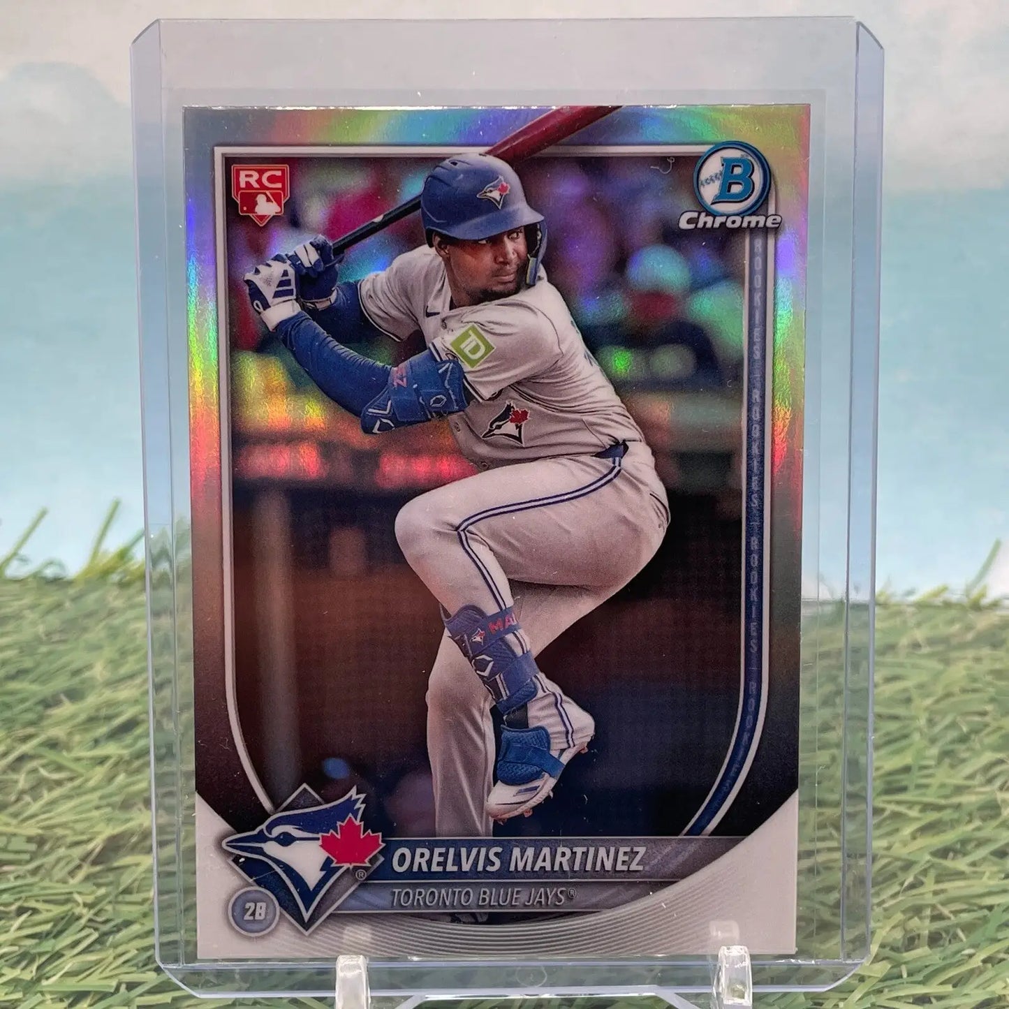 2025 Bowman Chrome Orelvis Martinez Red Rookie Refractor #75 Toronto Blue Jays - Baseball Card Single