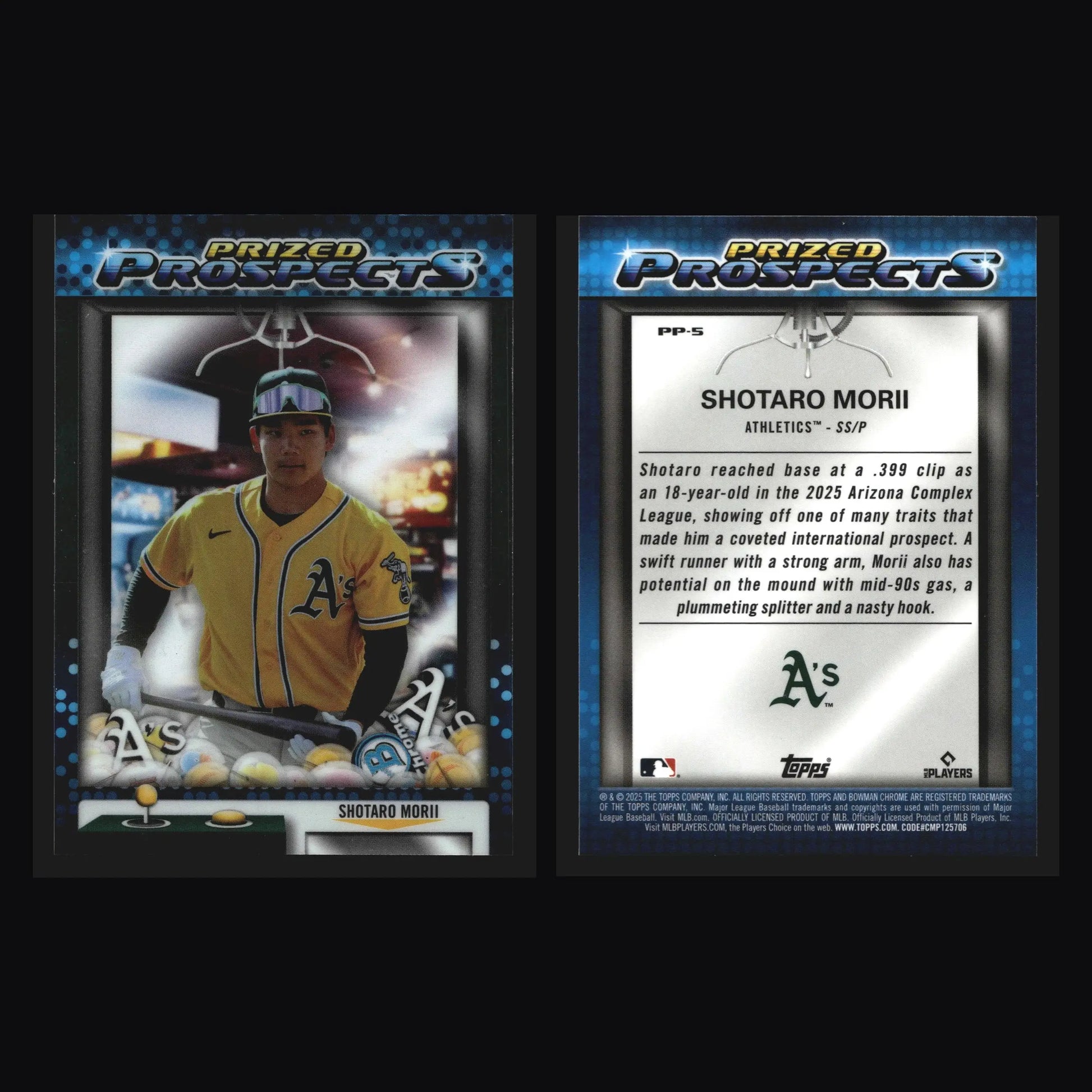 2025 Bowman Chrome Prized Prospects #PP-5 Shotaro Morii Athletics