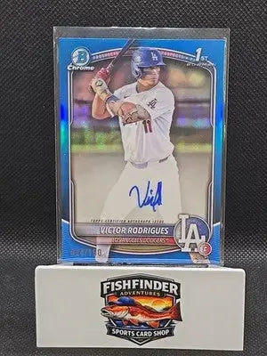 2025 Bowman - Chrome Prospect Autographs Victor Rodrigues #CPA-VR Blue Refractor - Baseball Card Single
