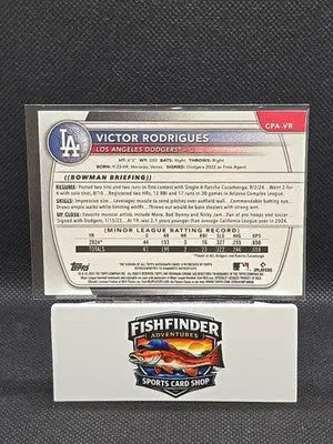 2025 Bowman - Chrome Prospect Autographs Victor Rodrigues #CPA-VR Blue Refractor - Baseball Card Single