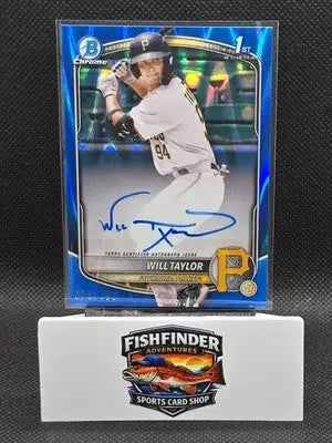 2025 Bowman Chrome Prospect Autographs Will Taylor Blue RayWave #CPA-WT /150 - Baseball Card Single