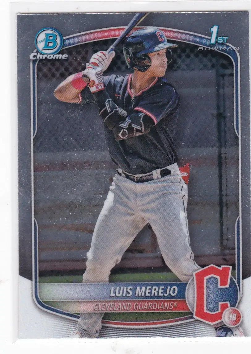 Luis Merejo 1st Bowman Chrome Prospect baseball card for Cleveland Guardians