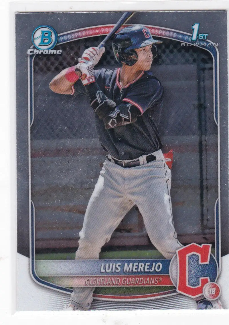 Luis Merejo 1st Bowman Chrome Prospect baseball card for Cleveland Guardians