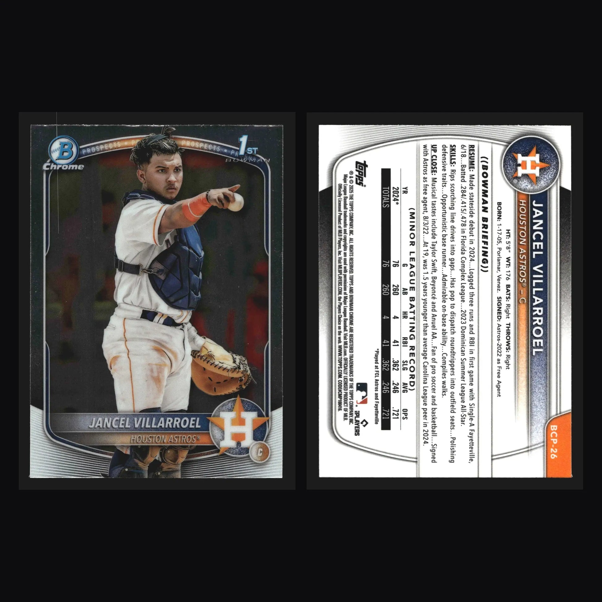 2025 Bowman Chrome Prospects #BCP-26 Jancel Villarroel Astros 1st Bowman - Baseball Card Single