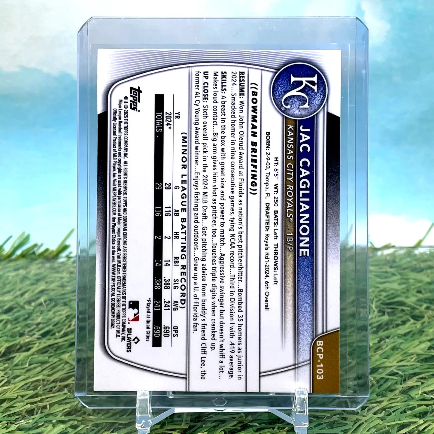 2025 Bowman Chrome Prospects Mega Box Mojo Jac Caglianone #BCP-103 Royals - Baseball Card Box
