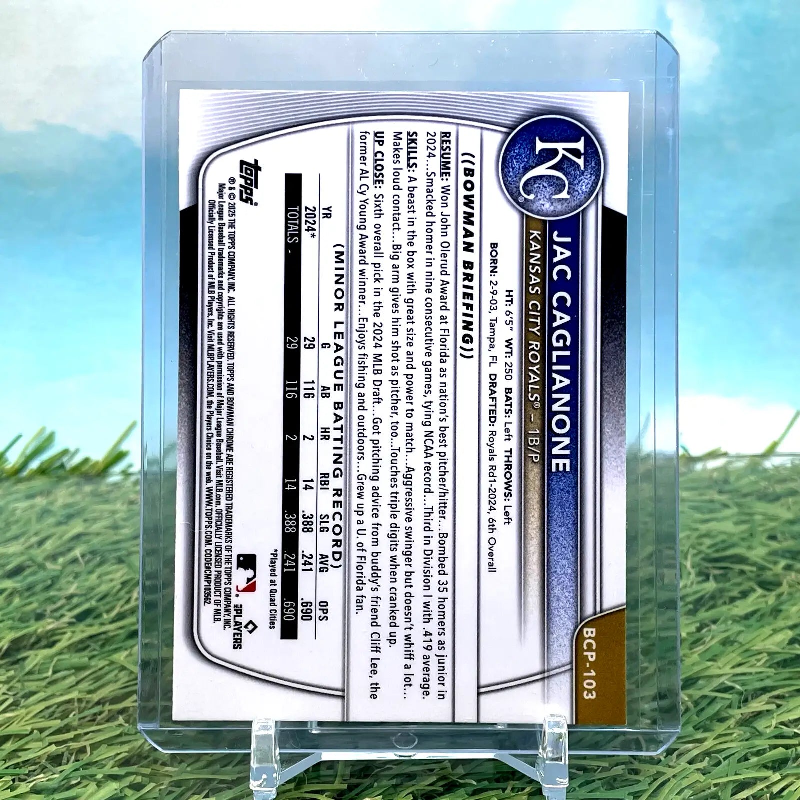 2025 Bowman Chrome Prospects Mega Box Mojo Jac Caglianone #BCP-103 Royals - Baseball Card Box