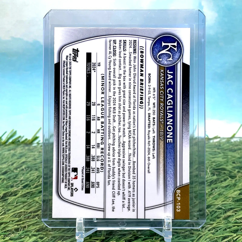 2025 Bowman Chrome Prospects Mega Box Mojo Jac Caglianone #BCP-103 Royals - Baseball Card Box