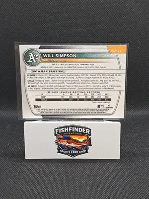 2025 Bowman - Chrome Prospects Will Simpson #BCP-35 Aqua Shimmer Refractor /125 - Baseball Card Single