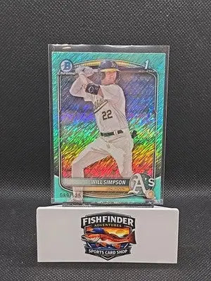 2025 Bowman - Chrome Prospects Will Simpson #BCP-35 Aqua Shimmer Refractor /125 - Baseball Card Single
