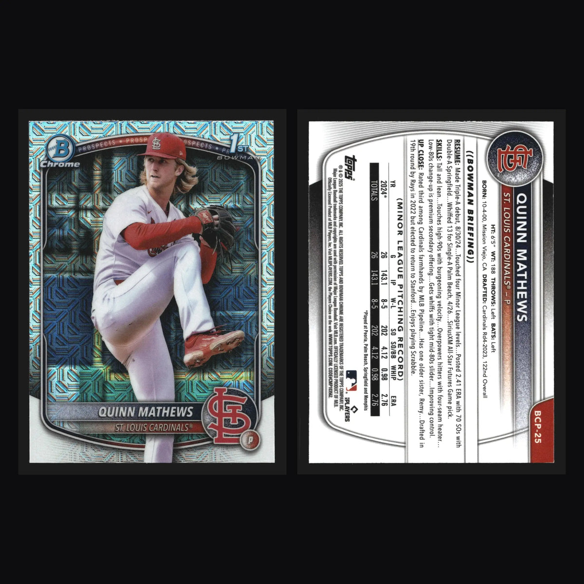 2025 Bowman Chrome Quinn Mathews #BCP-25 Mega Box Mojo Refractor RC - Baseball Card Single