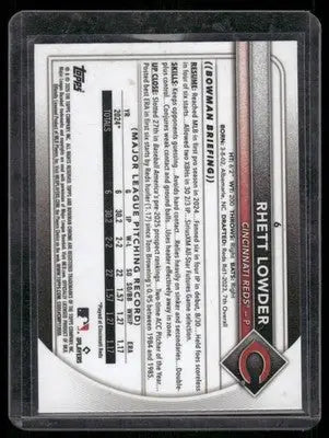 2025 Bowman Chrome Rhett Lowder #6 RC Baseball - Baseball Card Single