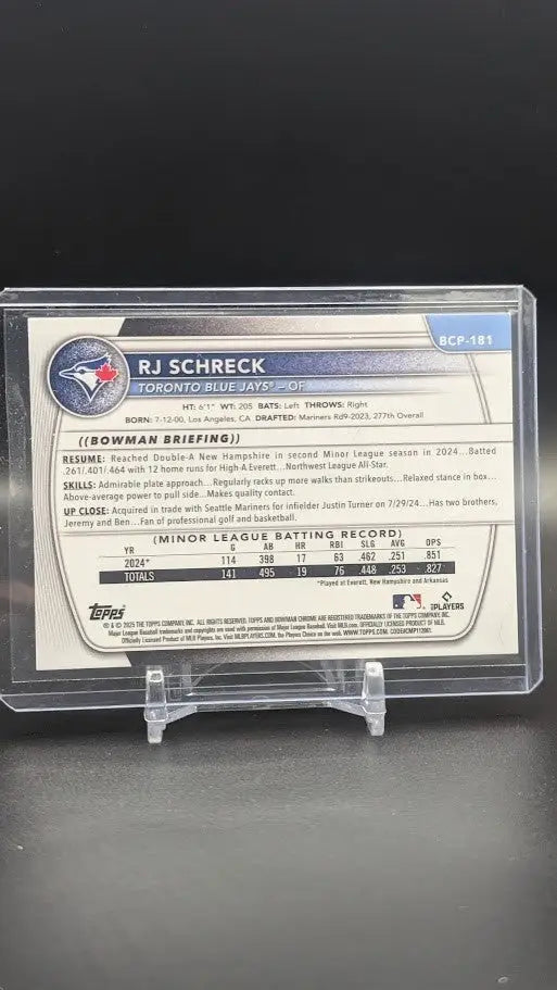 2025 Bowman Chrome RJ Schreck 1st Blue Geometric Refractor /150 Blue Jays - Baseball Card Single