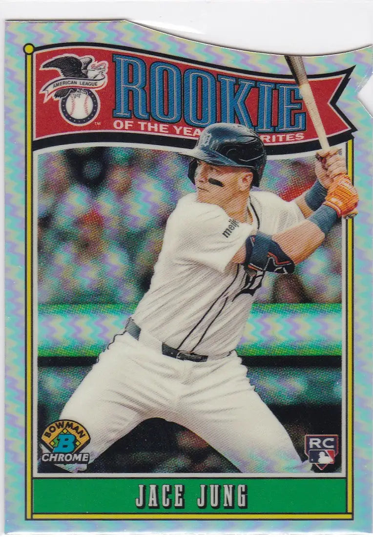 Jace Jung RC Die Cut Detroit Tigers baseball card from 2025 Bowman Chrome #ROY-8