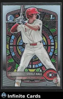 2025 Bowman Chrome STEELE HALL #BDC-20 Stained Glass Cincinnati Reds - Baseball Card Single