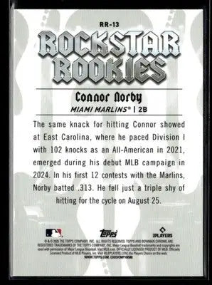 2025 Bowman Connor Norby #RR-13 Rockstar Rookies Miami Marlins