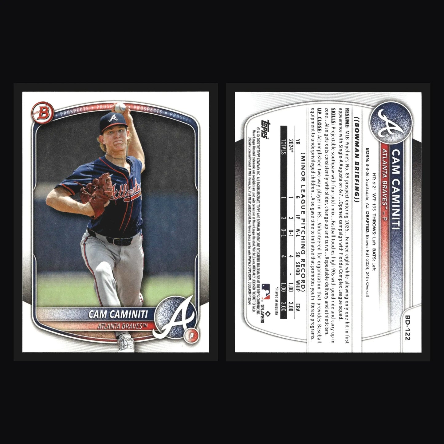 2025 Bowman Draft #BD-122 Cam Caminiti Atlanta Braves