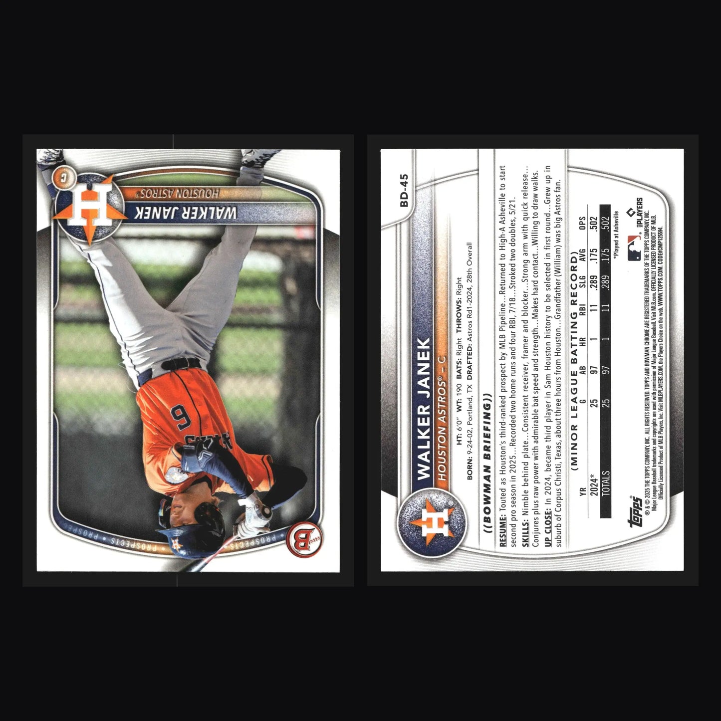 2025 Bowman Draft #BD-45 Walker Janek Astros 1st Bowman - Baseball Card Single